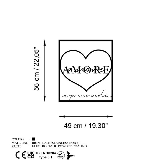 Wallity Amore Prima Vista 2 - Escultura de pared de metal negra